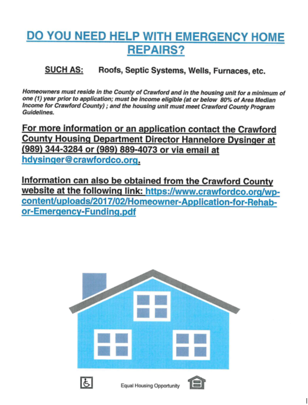 NEED HELP WITH EMERGENCY HOME REPAIRS? City of Grayling